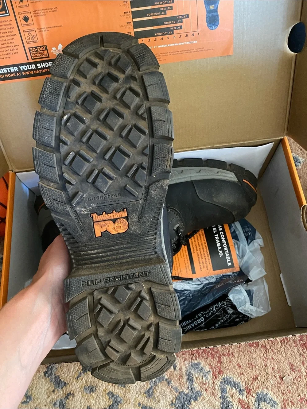 Timberland PRO Black Work Boot with Orange Lining Steeltoe